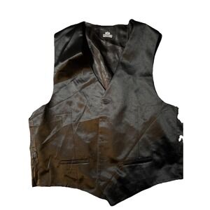 Stafford Vest Waistcoat Large Black Pockets Fabric Button Classic‎ Fit V-Neck